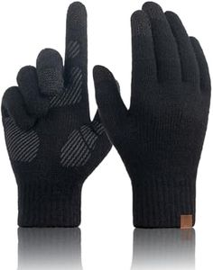 TRENDOUX Winter Wool Gloves for Men: Mens Cold Weather Warm Touch Screen Merino Wool Knit Gloves, Non-slip Thermal Fleece Glove for Outdoor Driving Running Hiking Adult Gift Large Size BLACK