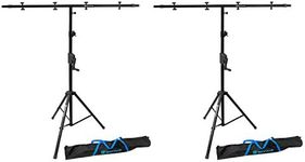 Rockville (2) RVCS2 Heavy-Duty Tripod Adjustable Crank-Up DJ PA Speaker Stand+Bag Bundle with (2) Rockville RCS52 Universal Lighting Cross Bar Stand (4 Items)