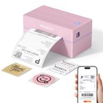 MUNBYN Shipping Label Printer Bluetooth, Postage Thermal Label Printer 4x6 for Business, Compatible with Etsy, Shopify, eBay, Amazon, Royal Mail, DHL, DPD, Evri, with 25 Labels, 130B, Pink