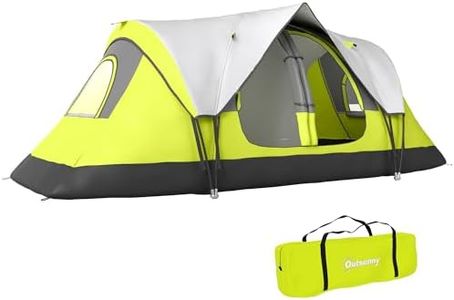Outsunny 2 Bedroom Camping Tent for 6-8 Person, Large Family Tent with 2000mm Waterproof Rainfly and Screen Panels, Portable with Bag, for Fishing Hiking Festival, Green