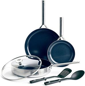 Blue Diamond Cookware Tri-Ply Stainless Steel Ceramic Nonstick, 6 Piece Cookware Pots and Pans Set, PFAS-Free, Multi Clad, Induction, Dishwasher Safe, Oven Safe, Silver