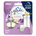 Glade PlugIns Air Freshener Kit, Scented and Essential Oils for Bathroom and Home Fragrance, Lavender and Vanilla, 1 Warmer and 1 Fragrance Oil Refill