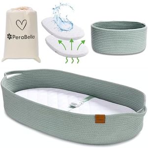 PeraBella Baby Diaper Changing Basket for Baby Dresser, Moses Basket for Babies, Cotton Rope Diaper, Unisex Baby Moses Basket, Foam Diaper Changing Pad for Dresser, Changing Table Topper for Dresser