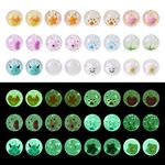 Pandahall 24Pcs Glow in The Dark Beads Acrylic Luminous Round Beads 12 Styles Star Animal Footprint Bead Charms 15~16.5mm for Bracelet Necklace Jewelry Making