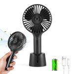 Gesto Mini Portable Table Fan or DC Fan - 3 Speed Modes Handheld Fan for Summer With 1200 mAh Battery| Rechargable Mini fan for Women| Portable Hand Fan for Home,Office,Kitchen,Outdoor,Travel (Black)