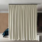 Phating Room Divider Curtains, Blackout Ceiling Track Curtains with Hook, Extra Wide Curtains for Theater, Living Room and Bedroom (1Panel, Beige, W8.3ft x H9ft)