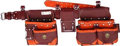 Zakco PRO-20. Genuine Grain Leather Professional Carpenters Tool Belt, Construction Tool Rig, Leather Tool Belt & Pouches, Framer’s Tool Rig, Roofer’s, Drywaller’s Tool Belt (Maroon)