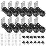 PTEROMY 12 Pack Cabinet Lock with Keys, 1-1/2'' Heavy Duty Tubular Cam Lock for RV Compartment Storage Locks, Full Set of RV Cam Locks (Black, 1-1/2'', 12 Pack)