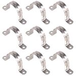 Keadic 30Pcs 2" M50 Two Hole Strap U Bracket Tube Strap Tension Clips Stainless Steel Heavy Duty Rigid Pipe Strap Clamp, for Pipe Fixing on Various Surfaces