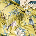 mixinni Queen Size Flowers and Birds Pattern Printed Gold Bed Pilowcase 100% Cotton Pillow Cover 20 x 26 Inches Set of 2 (Full/Queen, 5209-Pillowcases)