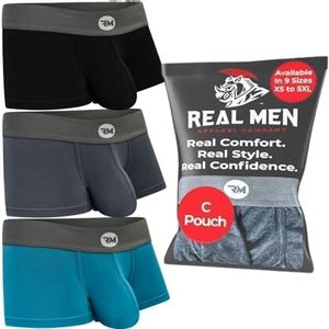 Real Men Bulge Enhancing Pouch Underwear for Men – 1, 3 and 6 Pack Set - Modal Boxer Briefs ABCD Pouch, C Pouch 3 Inch 3 Pack- Black Blue Grey, X-Large