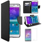 ebestStar - compatible with Samsung Galaxy Note 4 Case N910F Wallet Case PU Leather Flip Cover with Card Slot Holder, Black + Tempered Glass Screen Protector [Phone: 153.5 x 78.6 x 8.5mm, 5.7'']