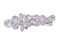 Alilang Silver Tone Zirconnia Czech Crystal Rhinestone Flower Bridal Hair Clip Pin