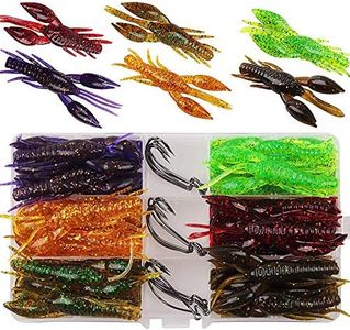 45 cebos de cangrejos de silicón suave artificial de cangrejos y gusanos gancho 3D de hundimiento lento flotante de camarones señuelos de criatura anzuelos de pesca