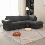 Panana 4 Seater Sectional Sofa L Shape Corner Sofa couch for Apartment Sectional Set with Built-in USB Port Piano Chaise