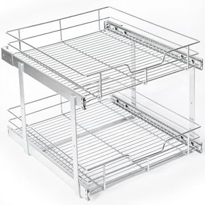 ZOINLIY Under Sink Organizer,2 PACK Sink Rack Pull-Out Organizer,Cabinet Organizers Storage Rack shelf for Kitchen, Bathroom,Drawers -Grey
