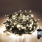 Gresonic 100/200/300/400LED Fairy Lights,8 Modes Timer String for Bedroom Plug in,Warm White Outdoor Garden Mains Powered Waterproof Christmas for Party(100LED,Green Cable)