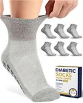 Pembrook 6 Pairs Diabetic Ankle Socks for Men & Women with Grips - 12 Colors Neuropathy Socks for Men | Non Slip Edema Socks, Gray - 6 Pairs, Medium