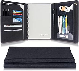 Trifold Cover for Rocketbook Fusion, Panda, Everlast, Letter Size, Multi A4 Size Notebook Case with Pen Loop, Waterproof Fabric, Zipper Pocket, Business Card Holder, 8.5" x 11"inch (Black)