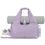 Gym Bag Womens with Shoes Compartment and Wet Pocket Yoga Mat Bag Large with Adjustable Mat Strap Weekend Overnight Tote, Purple