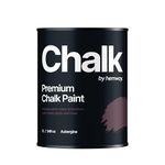 Hemway Aubergine Purple Chalk Paint 1L Matt Shabby Chic Interior Furniture, Walls, Wood, Wardrobes, Doors, Tables, Chairs, Quick Dry Smooth Chalky Finish (6 Purples & 118 Colours Available)