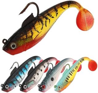 TIESOME Realistic Soft Fishing Lures for Bass, 5Pcs Paddle Tail Swimbaits for Seabass Pre-Rigged Jig Head Fishing Lures Silicone Mackerel Fishing Lures for Predatory Fish Freshwater Saltwater(11cm)