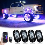 YiLaie RGB LED Rock Light Kits Car Neon Underglow Lights Waterproof Underbody Car Chassis Light for Car Truck ATV SUV - 4 Pods