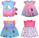 4 Pack Doll Clothes for 13-16 inch Baby Dolls, Unicorn Print Dress for 13-16 inches Dolls, Compatible with Toy JC Toy Manhattan Toy Melissa Doug and More