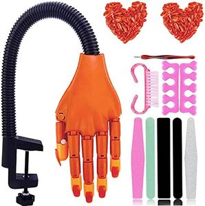 Reppkyh Nail Training And Practice Hand for acrylic nails, Flexible Movable False Fake Hands With Brackets And Adjustable Nails, Hand for Nail Practice with 200pcs Professional Fake Nails Tips for Beginners