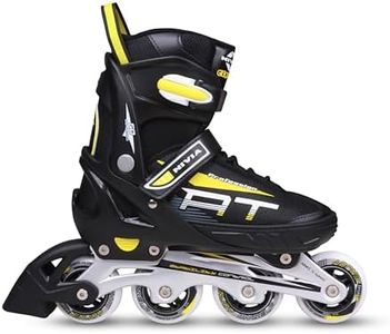 Nivia Classic Inline Skate, Adjustable Inline Roller Skates for Unisex Kids, Outdoor Skating Shoes Roller Blades, 72mm Wheels for Smoother Rides (Small, Black/Yellow)