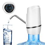 Water Dispenser for 5 Gallon Bottle,Drinking Water Pump Portable Universal USB Charging Water Bottle Pump for 2-5 Gallon with 2 Silicone (White)