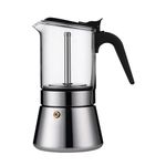 Cafe JEI Classic Stovetop Espresso Maker for Great Flavored Strong Espresso, 6 Espresso Cup Classic Italian Style Espresso Moka Pot, Makes Delicious Coffee, Easy to Operate & Clean (240ml, Silver)