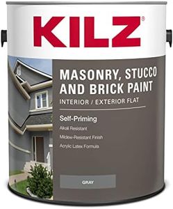 KILZ Self-Priming Masonry, Stucco and Brick Paint, Interior/Exterior, Flat, Gray, 1 Gallon