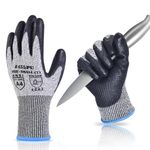 Donfri Cut Resistant Gloves High Performance Level 5 Protection Safety Work Gloves for Men Comfortable PU Coated Palm Cut Proof Gloves Gardening Food Grade Non-slip Machine Washable(S,1)