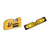 Stanley 042130 Magnetic Horizontal/Vertical Pocket Level & Shock Proof Torpedo Level 230 mm/9 Inch 0-43-511