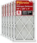 Filtrete 14x20x1 AC Furnace Air Filter, MERV 11, MPR 1000, Micro Allergen Defense, 3-Month Pleated 1-Inch Electrostatic Air Cleaning Filter, 6 Pack (Actual Size 13.81x19.81x0.81 in)