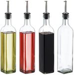 Relaxdays Oil and Vinegar Dispenser Set, 4 Glass Bottles, 500 ml, Pourer, Vinaigrette & Dressing, Transparent, 80% 20% Plastic, 33 x 5.5 x 5.5 cm