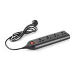 Orient Electric 240V 6A Four-Way Extension Board with Wire - 2 Metre with Overload and Short Circuit Protection (Black)