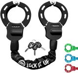 Mezelon Electric Scooter Lock, 8mm Chain Lock Bike Locks Heavy Duty Anti Theft with 3 Keys for E-Bike/Electric Scooters