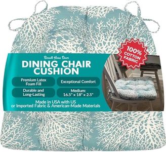 Barnett Home Decor Dining Chair Pad with Ties - Latex Foam Fill - 100% Cotton, Made in USA - Machine Washable, Reversible