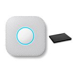 Google Nest Protect Smart Smoke and Carbon Monoxide Alarm – Split-Spectrum Sensor, App Alerts, Voice Notifications, Battery Operated, White, Includes Cleaning Cloth