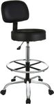 Amazon Basics Multi-Purpose Adjustable Drafting Spa Bar Stool with Foot Rest and Wheels - Black