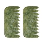 ideayard Jade Comb Body and Scalp Gua Sha Massage Beauty Tool 2 Pcs - Boost Lymphatic Drainage, Promote Healthy Hair Growth