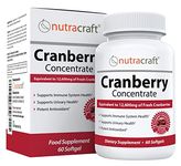 #1 Cranberry Extract Concentrate | 12,600 mg of Fresh Cranberries, Vitamin C + E | Bladder & Urinary Tract Support | Sugar Free | 60 Softgel Capsules