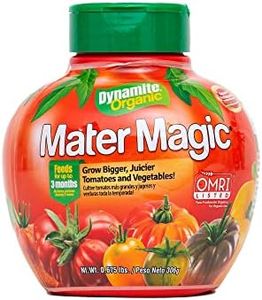 Dynamite Mater Magic - Organic Tomato Fertilizer for Bigger, Juicier Tomatoes and Vegetables, OMRI Listed, Nitrogen and Calcium-Rich Plant Food - .675 Pound Container with Shaker Lid