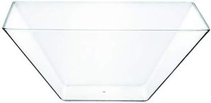 PLASTICPRO Disposable Square Plastic Extra Large Clear Serving Bowls Extra Heavy Duty for Party's Snack or Salad Bowl, Elegant Pack of 4