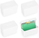 BSTKEY 4 x 6 inch Plastic Index Card Holder Recipe Card Box, Set of 4 White Flash Card Case Note Card Box Storage Organizer for 10 x 15cm Index Card Flashcard Recipe (No Cards)