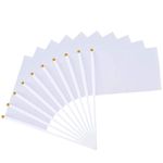 TOYANDONA 24pcs Hand Flag Portable Hand Waving Flag Bunting Banner for Party Sports Meeting (White)