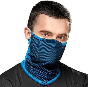 Naroo F5-2-in-1 Reversible Reusable Anti Dust Pro Neck Gaiter with Breathable holes for Winter Running Skiing Biking (Black-Blue)