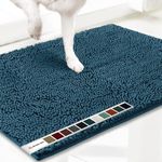 Muddy Mat® Shown ON TV Highly Absorbent Microfiber Door Mat and Pet Rug Non Slip Thick Washable Area and Bath Mat Soft Chenille for Kitchen Bedroom Indoor and Outdoor - Atlantic Blue Large 35"X24"